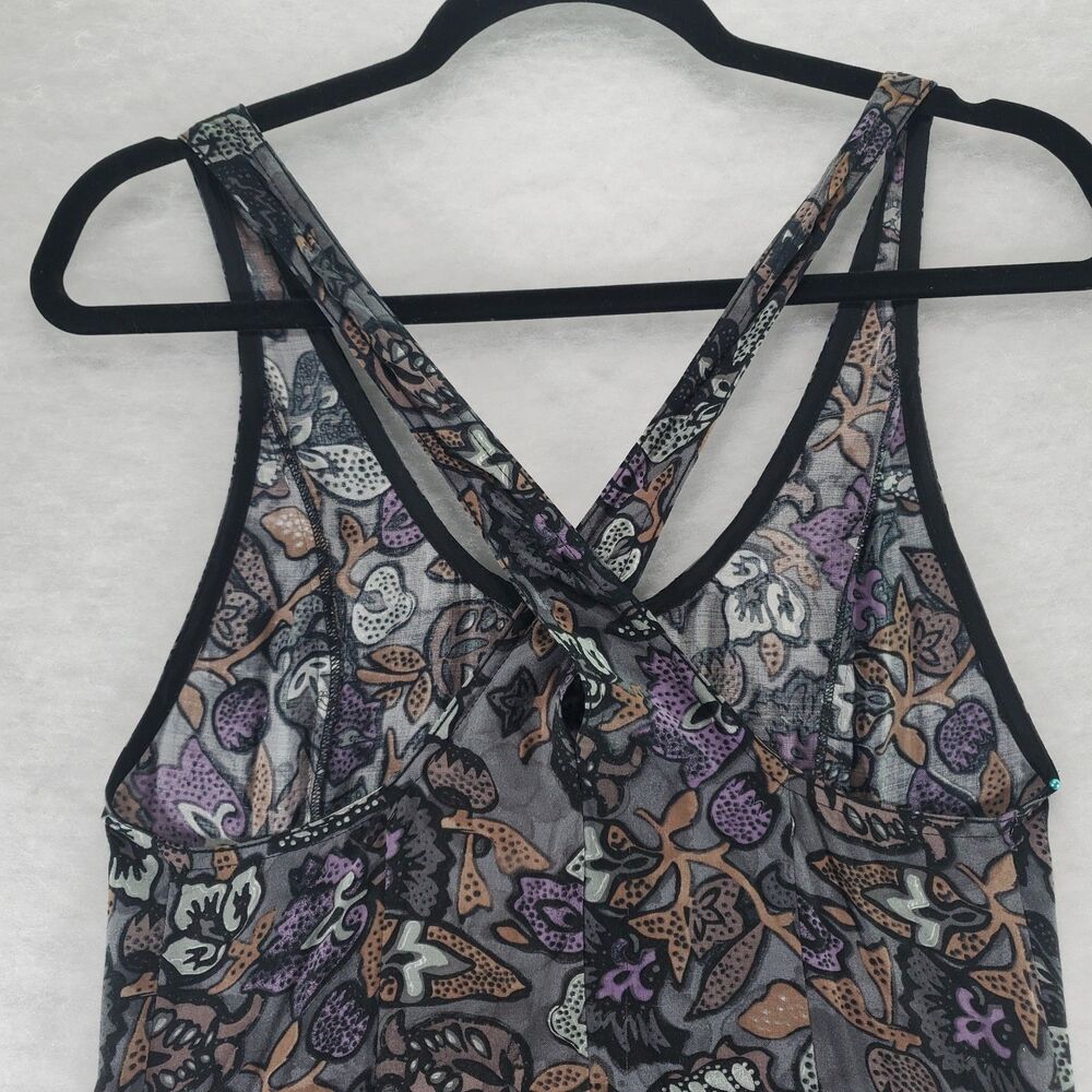 S Wilfred Aritzia Maxi Midi Dress Tank Sleeveless Rayon Floral Grey Black Purple - Picture 7 of 12
